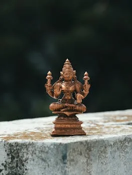 pexels photo 33320232 33320232 Detailed brass statue of a Hindu deity showcasing fine artisanal craftsmanship, set in Bengaluru, India.
